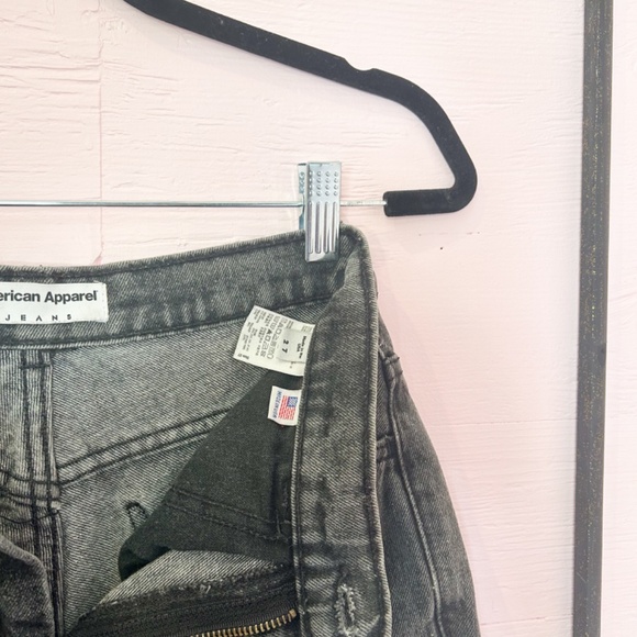 American Apparel | High Waisted Denim Shorts | Acid Wash Black - Picture 4 of 5